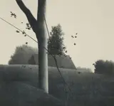 Robert Kipniss, House and Tree, lithograph