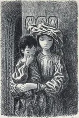 Fletcher Martin, Arab Children, 1949, lithograph