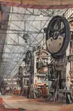Giant Presses - Truscon Steel Co, Cleveland, Pressed Steel Division by Edward Dixon McDonald, 1931, watercolor on board, offered Jun 2023