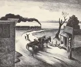 Edge of Town, 1938 (Fath # 22) by Thomas Hart Benton, lithograph, offered Jun 2023