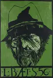 Leonard Baskin, LB AET S 56 (Self Portrait at 56), c.1978, woodcut in green and black on laid paper