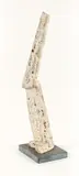 Henry Bursztynowicz, Bent Column (Folded Slab No. 42), 1982, polished and, carved travertine marble on a slate base, 23.5 inches tall