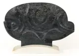 Henry Bursztynowicz, Warped Lunar Phase, c.1979, carved alberene soapstone and marble base