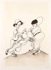 Three Stooges by Al Hirschfeld, 1989, etching, offered Jun 2023