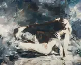 Balcomb Greene, (American, 1904-1990), Two Figures, 1960's, oil on canvas