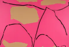 Ray Parker, Untitled Abstract in Pink and Gold, 1980, original, screenprint on heavy wove paper, pencil