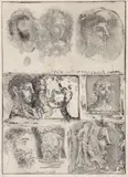 Pablo Picasso, Feuille d'etudes Techniques: Neuf Tetes [Nine Heads], 1934, printed, 1961, etching on laid paper