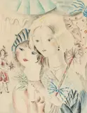 Mily Possoz, Young Girls with a Parasol II, c. 1930, drypoint in colors on wove paper