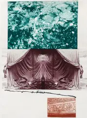 Aquafix by Robert Rauschenberg, 1981, lithograph in 4 colors with photo etching on handmade Twin rocker paper, offered Jun 2023