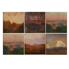 Gaston La Touche, Landscapes, six, oils on boards, [approximate dimensions -