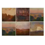 Gaston La Touche, Landscapes, six, oils on boards, [approximate dimensions -