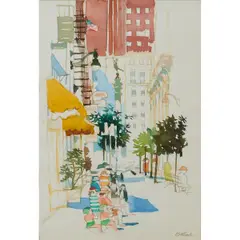 Dong Kingman, "Maiden Lane,", watercolor on paper, [approximate dimensions -