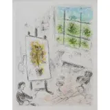 Marc Chagall, "Celui Qui Dit Les Choses Sans Rien Dire, by Louis Aragon", plate 13; color, etching and aquatint; [approximate dimensions -