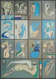 Mihail Chemiakin, "Full of Leaves," color, lithograph, [approximate dimensions -