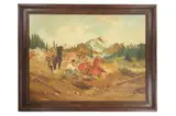 Untitled by Beckett, oil on board manhunt posse painting 1930-, offered May 2024