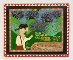 Levent Isik, Johnny Appleseed, oil on board, 2007