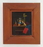 Clay Powers, Still-Life with Whale, Oil Lamp (after John Peto) oil on canvas (relined)