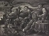 Fritz Eichenberg, The Uncles wood, engraving, 1969