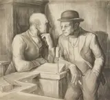 Charles Wheeler Locke, At McSorley's Bar, lithograph