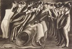 Sidewalk Engineers by Elizabeth Olds, lithograph, offered Mar 2024