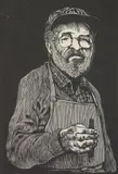 Barry Moser, Portrait of Arno Werner, Printer wood, engraving, 1979