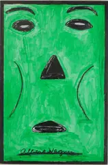 Albert Wagner, Green Face, oil on panel, sgined Albert Wagner lower center