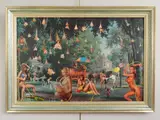 Max Fleshman, Hot Water decoupage and marker on art print, mixed media