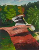 Charles E. Harris, Landscape with Red Road, oil on canvasboard, estate