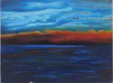 Charles E. Harris, Seascape at Dusk, oil on canvasboard, estate