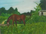 Charles E. Harris, Landscape with Horse i, oil on canvasboard, estate