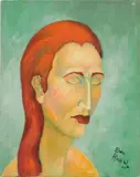 Charles E. Harris, Portrait of a Woman with Orange Hair, oil on canvasboard, 1961