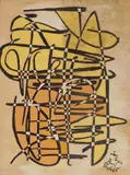 Charles E. Harris, Deu Trois, oil on canvasboard, 1965