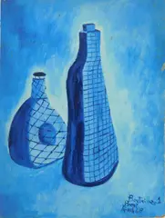 Bouteilles 1 by Charles E. Harris, oil on canvasboard, 1968, offered Jan 2024