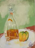Charles E. Harris, Je Bois et Mange, oil on canvasboard, 1966