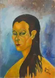 Charles E. Harris, Portrait of a Woman, oil on canvasboard, 1963