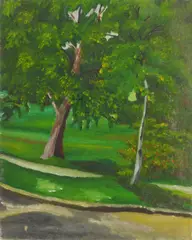 Park Landscape by Charles E. Harris, oil on canvasboard, estate, offered Jan 2024