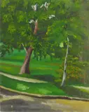 Charles E. Harris, Park Landscape, oil on canvasboard, estate