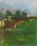 Charles E. Harris, Landscape, oil on canvasboard, estate