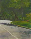 Charles E. Harris, Landscape with Road, oil on canvasboard