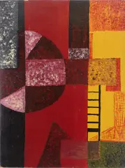 Abstract by Charles E. Harris, oil on canvasboard, estate, offered Jan 2024