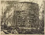 Muirhead Bone, Building Ships: On The Stocks, lithograph, ca. 1917