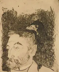 Paul Gauguin, Portrait de Stéphane Mallarmé (Kornfeld 12 IV) (Guerin 14), etching and drypoint, 1891, as published in 1960