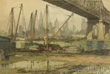 Luigi Kasimir, New York, Queensborough Bridge, etching with aquatint in color, 1936