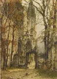 Luigi Kasimir, Chartres Cathedral, etching and aquatint in colors
