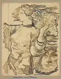 Hans Orlowski, Demeter und Pace, pen and ink with collage on layered paper