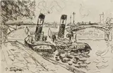 Paul Signac, Paris: Le Pont des Arts ave Remorqueurs (Kornfeld 24), etching and aquatint, 1927