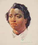 August Biehle, Portrait of A Young Woman colored crayon and