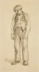 Isabel Bishop, Standing Man, pen and ink and wash on paper