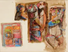 Circus People by Louis Bosa, watercolor on paper, 1955, offered Feb 2024