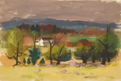Bucks County by Louis Bosa, watercolor on paper, ca. 1940's, offered Feb 2024